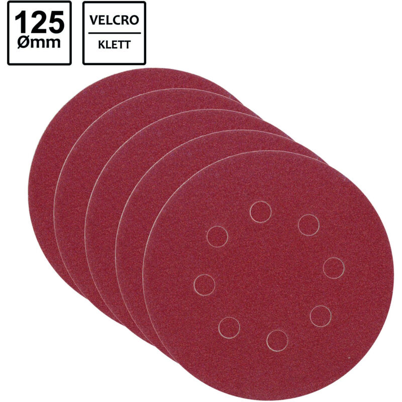 Image of Schleifscheiben 125mm, P80, mit 8 Löchern, 5er Set / 08578 / Vorel