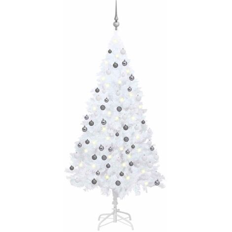 Vorgeschaltener künstlicher Weihnachtsbaum mit weißen Kugeln 180 cm PVC