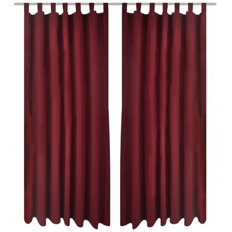 Vorhänge Gardinen aus Satin 2-teilig 140 x 175 cm Dunkelrot