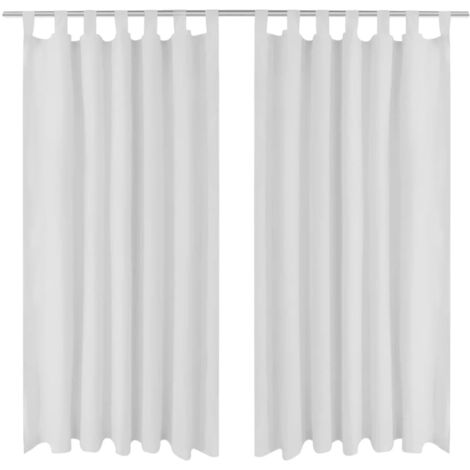 Vorhänge Gardinen aus Satin 2-teilig 140 x 175 cm Weiß