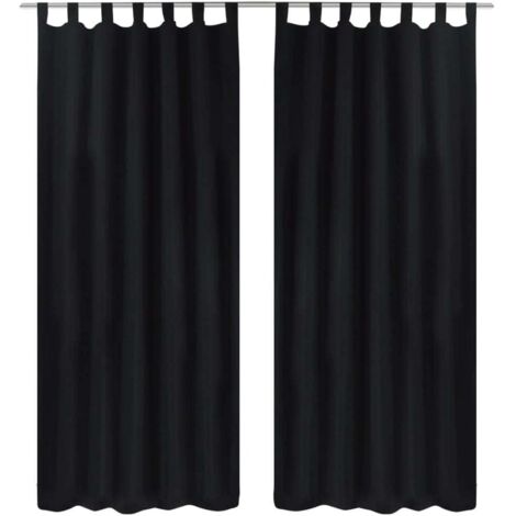 Vorhänge Gardinen aus Satin 2-teilig  140 x 225 cm Schwarz