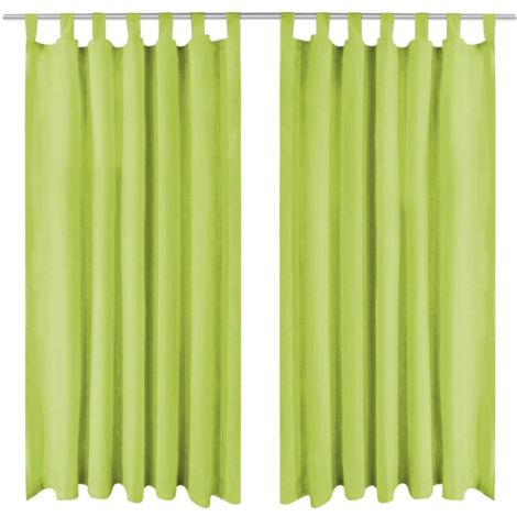 Vorhänge Mikro-Satin 2 Stk. mit Schlaufen 140 x 175 cm Grün