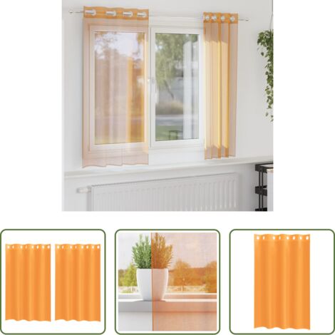 Vorhänge mit Ösen -  Voile Vorhänge mit Ösen 2 Stk. Orange 140x175 cm