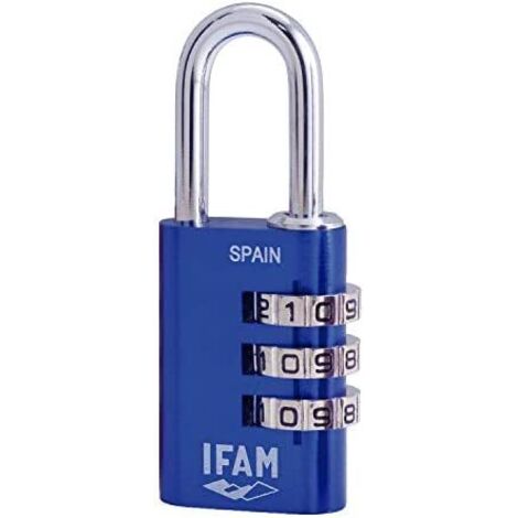 Vorhängeschloss col combi30. blau. 30mm. Bogen ø5mm. mit Kombination. ifam