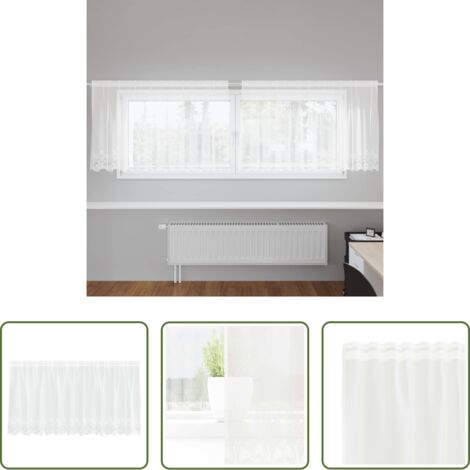 Vorhang -  Spitzenvorhang mit Vorhängen Floral Weiß 120 x 300 cm Polyester
