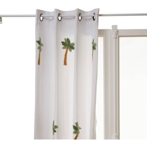 Vorhang Tufy 260x140cm Weiß Palmenprint - Atmosphera créateur d'intérieur