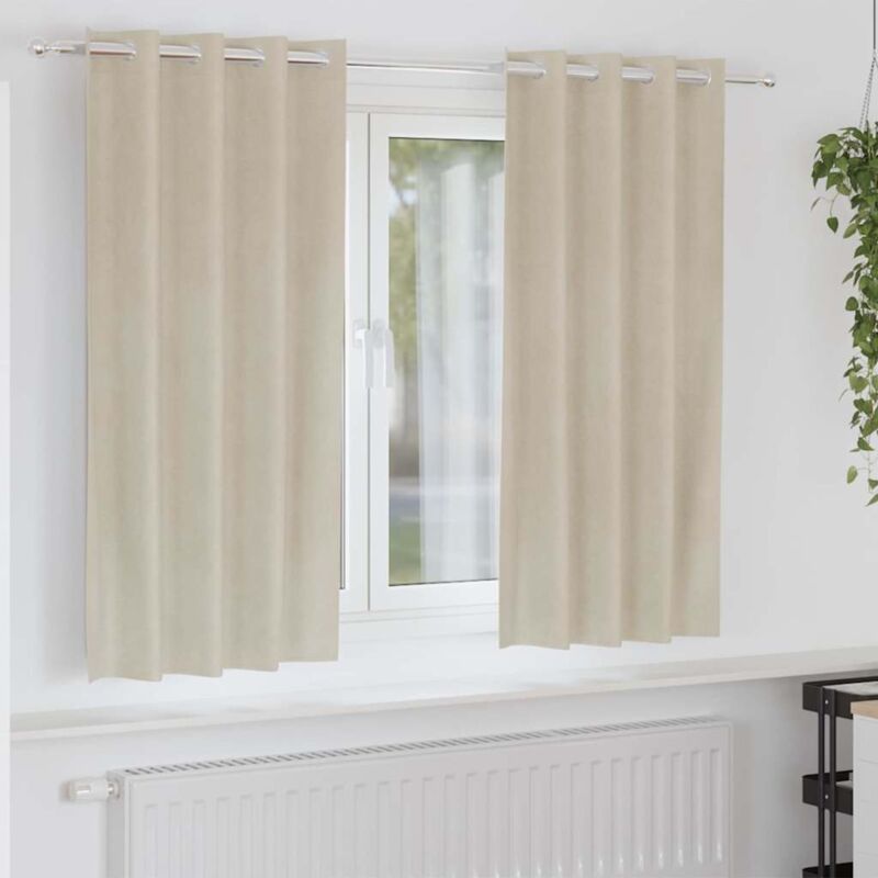 Vorhänge Mit Vorhängen 2 Pcs Creme 140 X 175 Cm Samt Vidaxl