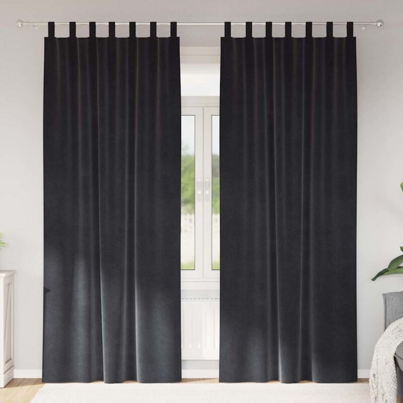 Vorhänge Mit Vorhängen 2 Pcs Dunkelgrau 140 X 260 Cm Samt Vidaxl