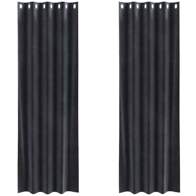 Vorhänge Mit Vorhängen 2 Pcs Dunkelgrau 140 X 245 Cm Samt Vidaxl