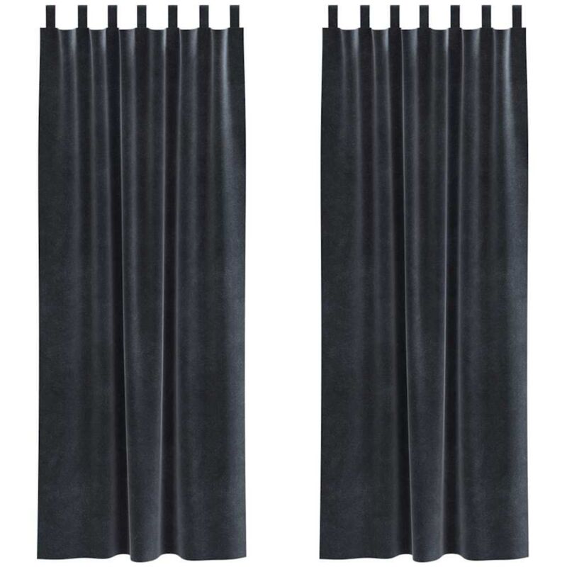Vorhänge Mit Vorhängen 2 Pcs Dunkelgrau 140 X 225 Cm Samt Vidaxl