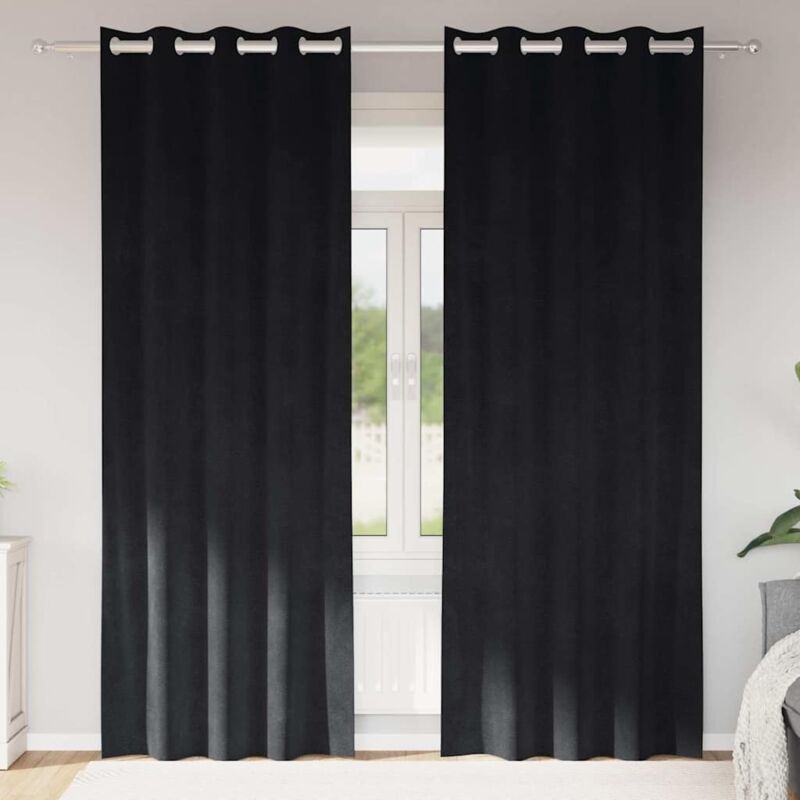 Vorhänge Mit Vorhängen 2 Pcs Schwarz 140 X 245 Cm Samt Vidaxl