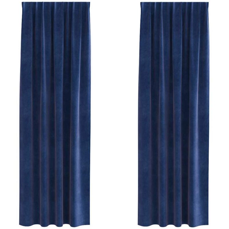 Vorhänge Mit Vorhängen 2 Pcs Dunkelblau 140 X 225 Cm Samt Vidaxl