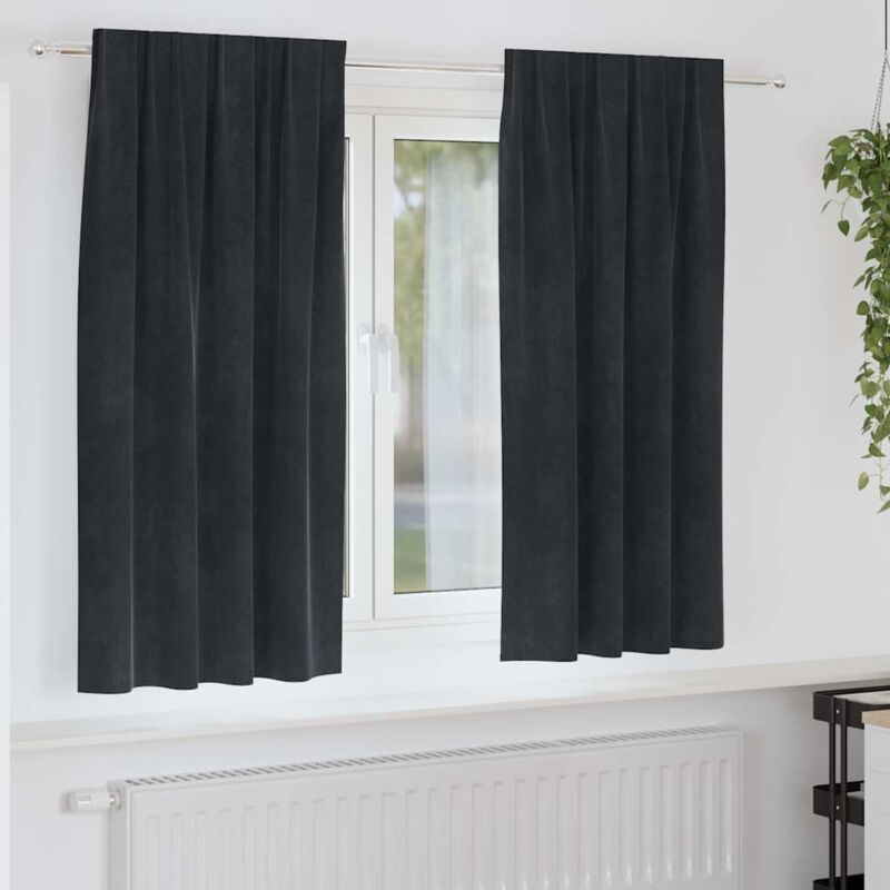 Vorhänge Mit Vorhängen 2 Pcs Schwarz 140 X 175 Cm Samt Vidaxl