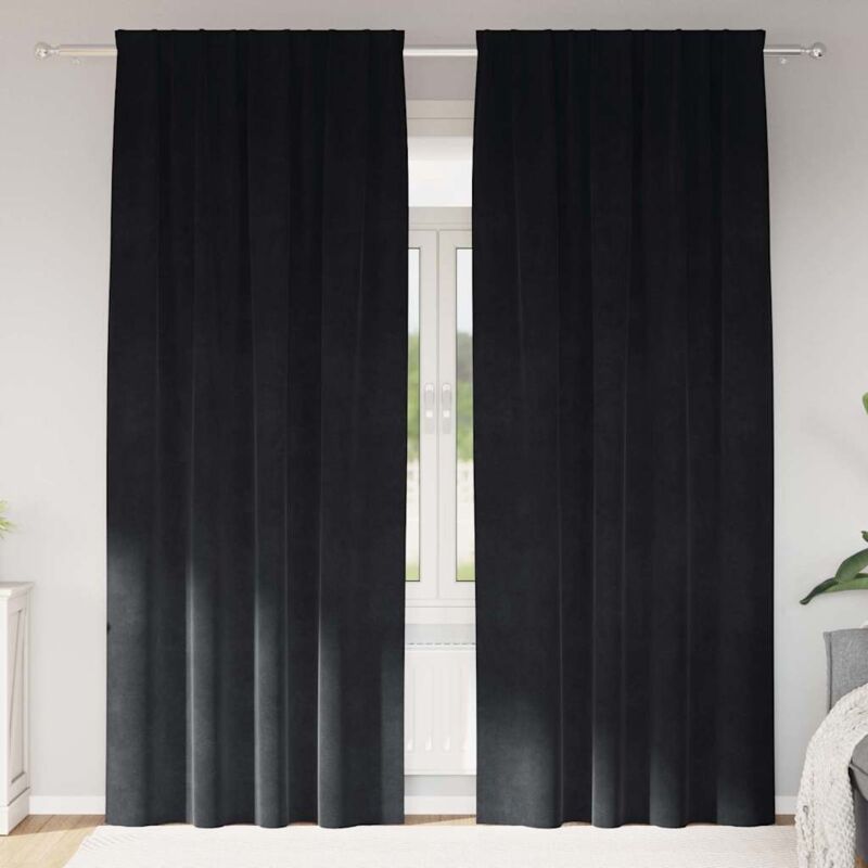 Vorhänge 2 Pcs Schwarz 140 X 225 Cm Samt Vidaxl
