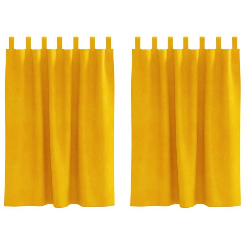 Vorhänge Mit Vorhängen 2 Pcs Senfgelb 140 X 140 Cm Samt Vidaxl