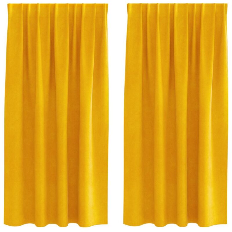 Vorhänge Mit Vorhängen 2 Pcs Senfgelb 140 X 175 Cm Samt Vidaxl