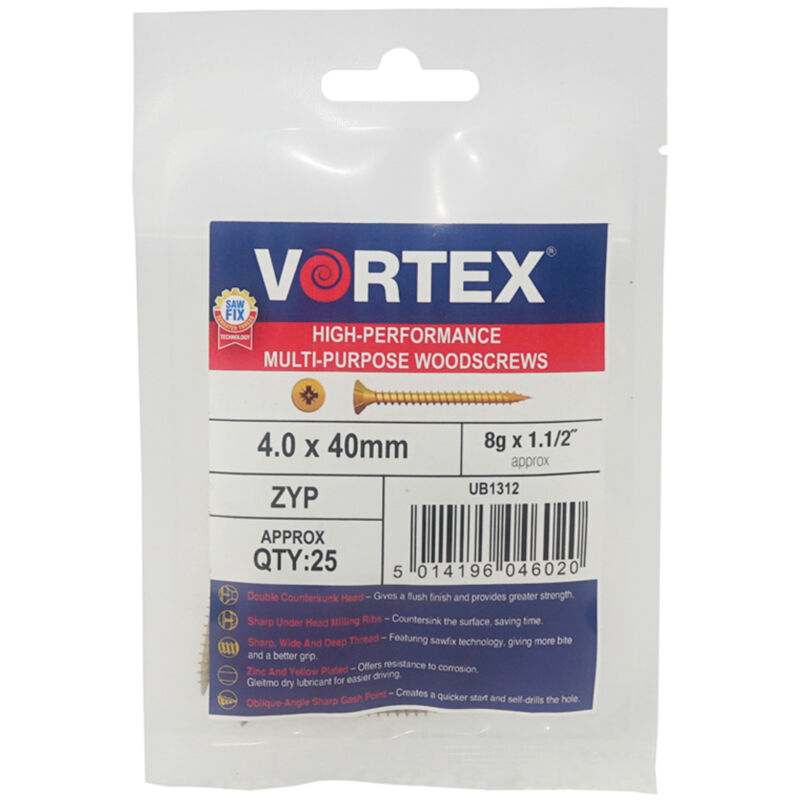 Vortex Woodscrews 6.0 x 180mm - Bag of 15 - Box of 75