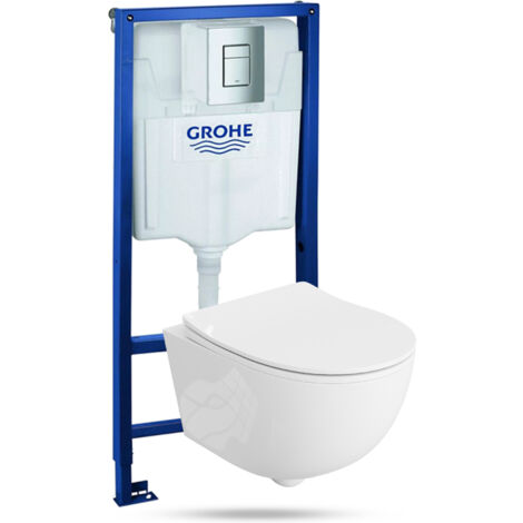 Vorwandelement Solido + Wand WC Brava Weiß + Verchromter Knopf Komplettset