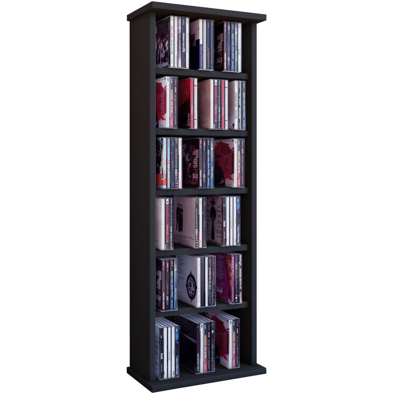 Vostan Étagère, Tour cd, 6 compartiments, noir.