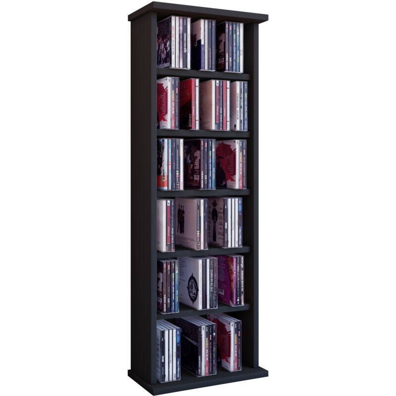 Ebuy24 - Etagère cd/dvd média Vostan h. 92 x l. 31 x p. 18 cm Noir