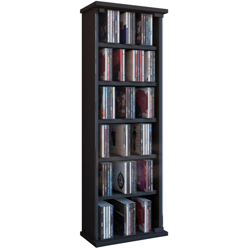 Ebuy24 - Etagère cd/dvd média Vetro h. 92 x l. 31 x p. 18 cm Noir