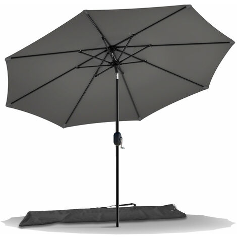 VOUNOT 2.7m Garden Parasol, Sunshade Patio Outdoor Tilting Umbrella with Crank Hanlde and Cover, Grey