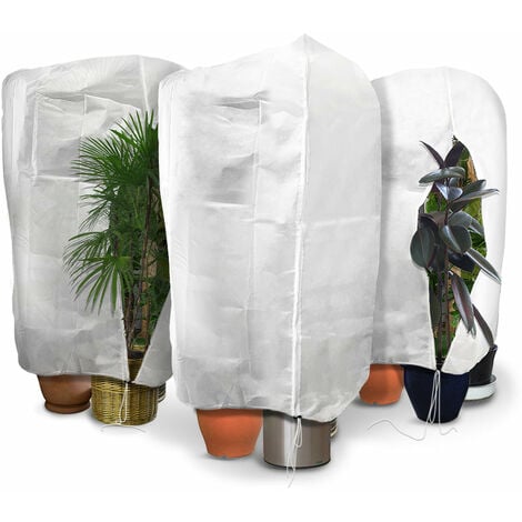 VOUNOT® 3er Set Winterschutz für Pflanzen Kübelpflanzen, Frostschutz Kübelpflanzensack mit Kordelzug, 80g/m², 120 x 180 cm