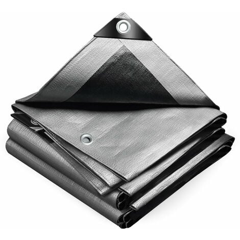 VOUNOT® Bâche de Protection en Polyéthylène 240g/m² - 3x4m gris noir - imperméable, anti-UV