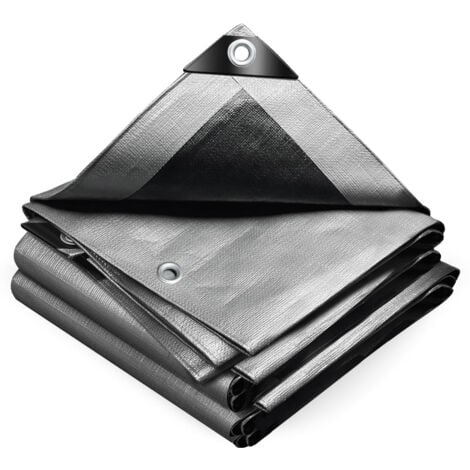 VOUNOT® Bâche de Protection en Polyéthylène 240g/m² - 3x5m gris noir - imperméable, anti-UV
