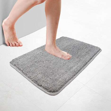 VOUNOT® Badematte Rutschfeste Mikrofaser Badezimmerteppich 40x60cm Grau