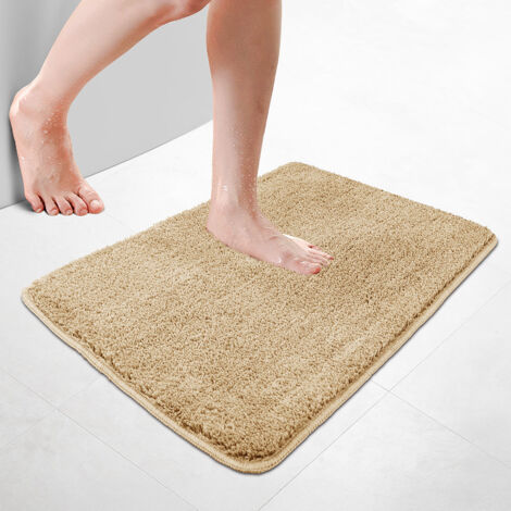 VOUNOT® Badematte Rutschfeste Mikrofaser Badezimmerteppich 50x80cm Beige