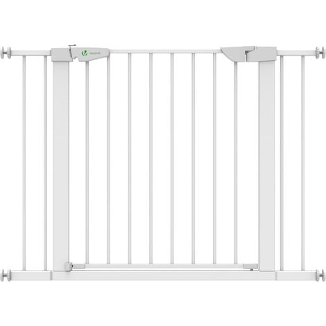 VOUNOT® Barrière de sécurité porte et escalier 100-108cm blanc - Sans perçage - Fermeture magnétique - Double verrouillage