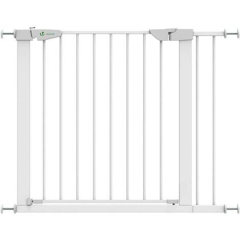 VOUNOT® Barrière de sécurité porte et escalier 88-96cm blanc - Sans perçage - Fermeture magnétique - Double verrouillage