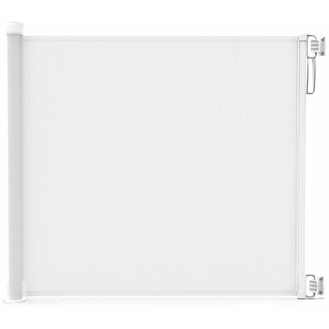 Vounot – Barrière de sécurité rétractable 180 cm – Double verrouillage à une main – Fixation murale – Tissu maille robuste – Pour bébé et chien
