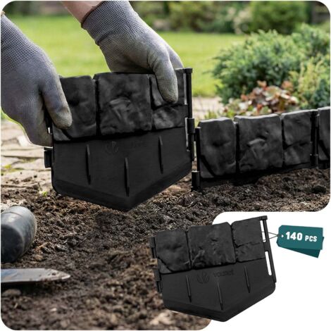 Bordure De Jardin à Planter, 4 éléments De Clôture, HxL : 28,5 X 39 Cm Metal Design Vintage Robuste Noir Relaxdays 86473055