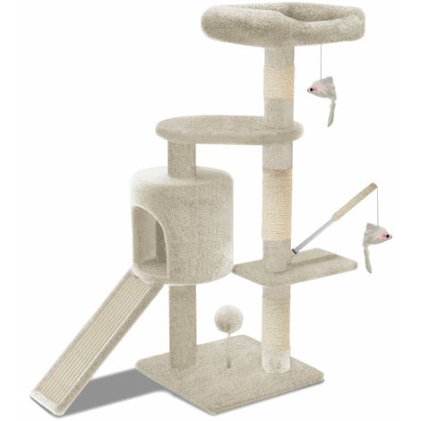 VOUNOT Cat Tree Tower, Cat Condo with Sisal Scratching Post, Beige, XL