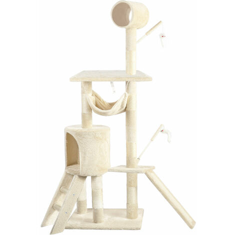 main image of "VOUNOT Cat Tree Tower, Cat Condo with Sisal Scratching Post, Beige XXL"