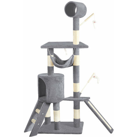 VOUNOT Cat Tree Tower, Cat Condo with Sisal Scratching Post, Grey, XXL
