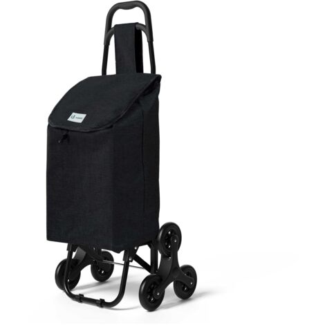 VOUNOT® Chariot de courses 2 en 1 pliable oxford - caddie et diable - sac imperméable - 6 roues monte escalier - noir