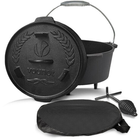 Vounot – Cocotte en fonte 4.25L – Dimensions 28 x 28,6 x 19,6 cm – Poignée ergonomique – Compatible tous feux sauf micro-ondes