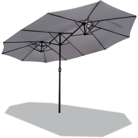 VOUNOT® Doppelsonnenschirm mit kurbel, Marktschirm, 460 x 270 cm, Grau