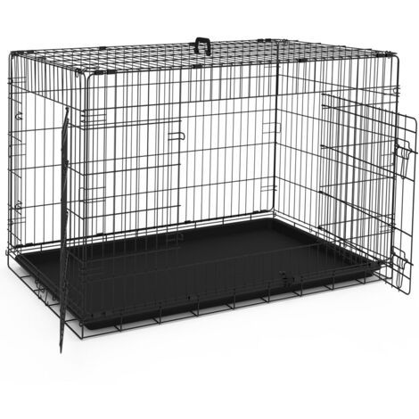 Gabbia Per Cani Pieghevole Nero - Trasportino 94x59x75cm Con 2 Porte E Plaid Morbido Per Interni Ed Esterni - Foto 10