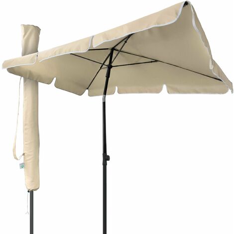 VOUNOT Garden Parasol, Tilt Balcony Umbrella, Sun Shade for Outdoor, Garden, Balcony, Patio, Beach, 2 x 1.25m, with Cover,Beige