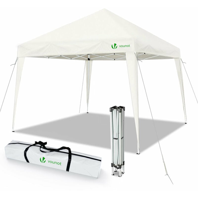 Gazebo Giardino 3x3 m Pieghevole, con 4 Sacchi di Sabbia e Borsa per il Trasporto, Bianco - Vounot