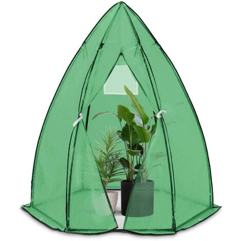 VOUNOT® Gewächshaus Foliengewächshaus für Balkon, Garten, überwinterungszelt für Pflanzen, Tomatengewächshaus Winterfest Stabil, 160x160x180cm Grün