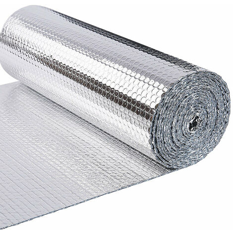 VOUNOT® Isolant thermique à bulles double face en film aluminisé - 0,6x10m - réflecteur radiateur - protéger contre le froid
