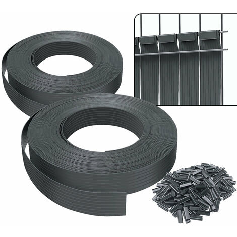 Vounot – Kit de lamelles occultantes PVC brise vue 150m x 4.7cm – 300 clips fournis – Résistant aux intempéries – Installation facile