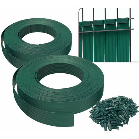 Vounot – Kit de lamelles occultantes PVC brise vue 150m x 4.7cm – 300 clips de fixation – Résistant aux UV et à la moisissure – Installation facile
