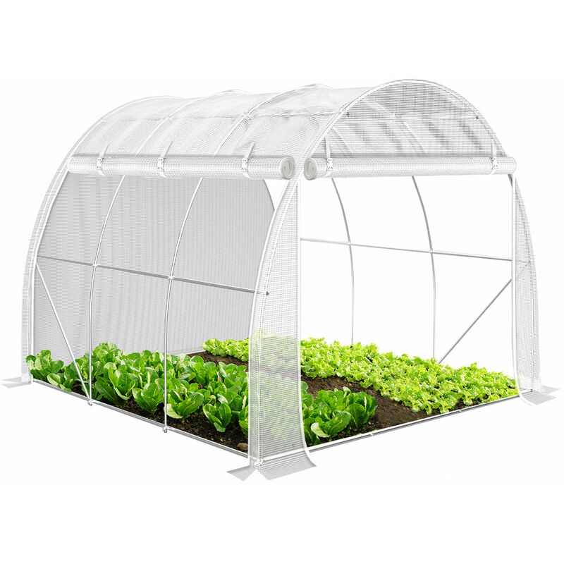 VOUNOT Polytunnel Greenhouse Gardening Walk In Grow House with Roll-up Side Walls, 3x2x2m 6m², White