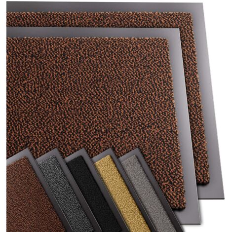 Vounot – Lot de 2 tapis de porte 40x60cm – Antidérapant en polypropylène – Imperméable et lavable – Marron-Noir pour entrée et cuisine